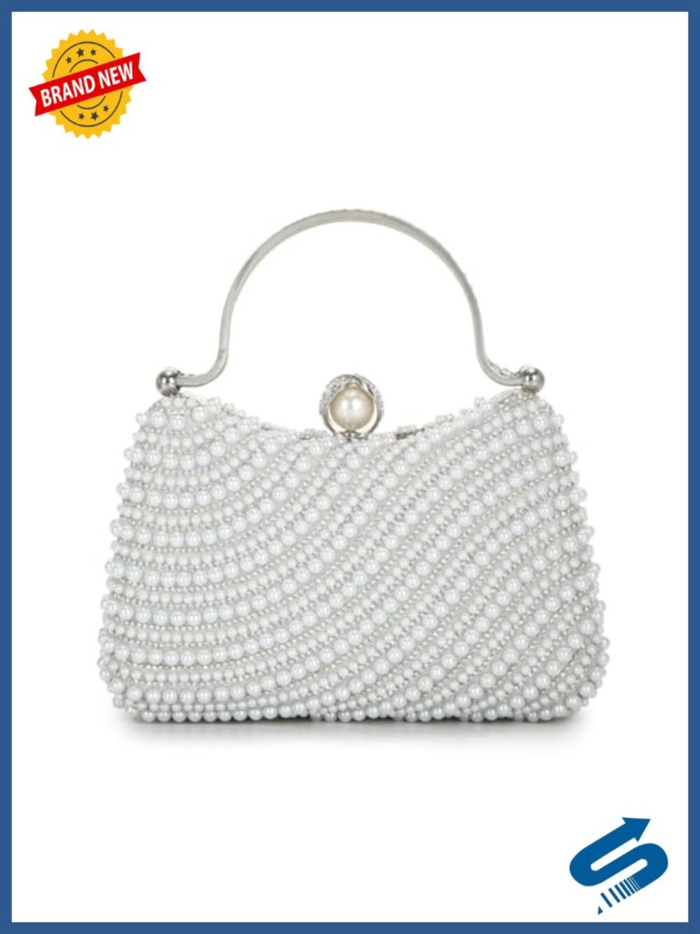 Faux Pearl Rhinestone Clutch Evening Bag Wedding Party Handbag
